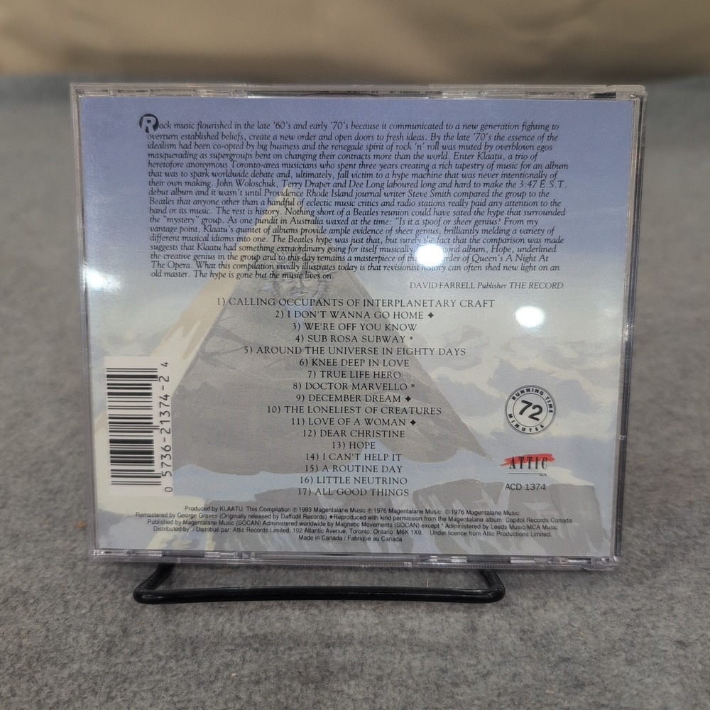 Klaatu Peaks CD Compilation Progressive Rock 1993 Attic Records ACD 1374 - Picture 2 of 2